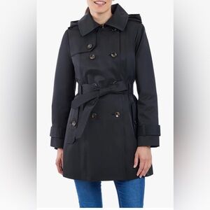 london fog hooded double breasted trench coat